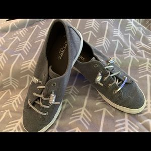 Sperry Women’s Gray Canvas Lace-Up Sneakers